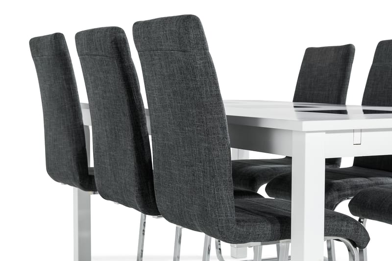 BARROW Matbord 180 Vit + 6 SALA Stol Mörkgrå - Möbler - Matplats - Matgrupp & matbord med stolar