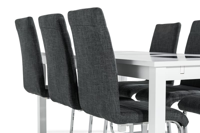 BARROW Matbord 180 Vit + 6 SALA Stol Mörkgrå - Matgrupp & matbord med stolar