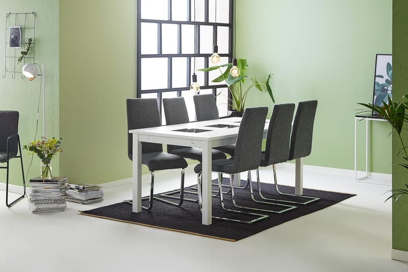 BARROW Matbord 180 Vit + 6 SALA Stol Mörkgrå - Matgrupp & matbord med stolar