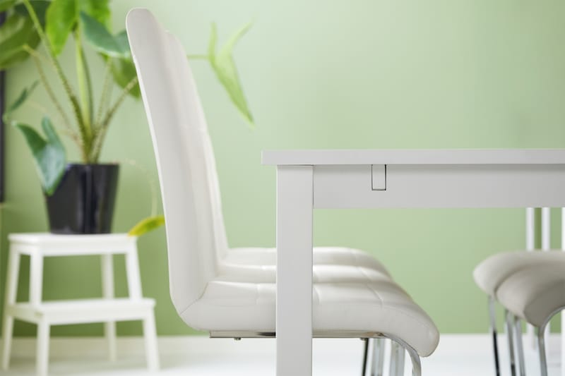 BARROW Matbord 180 Vit + 6 SALA Stol Vit PU - Möbler - Matplats - Matgrupp & matbord med stolar