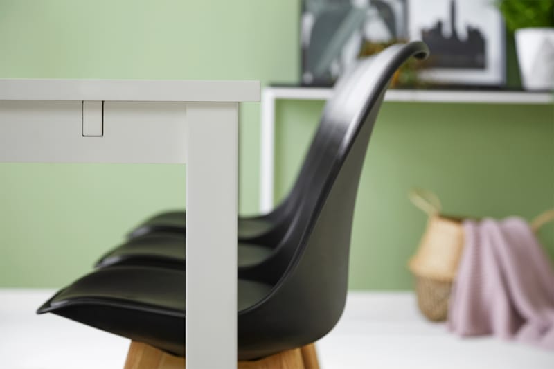 BARROW Matbord 180 Vit + 6 SANNA Stol Svart/Ek - Möbler - Matplats - Matgrupp & matbord med stolar