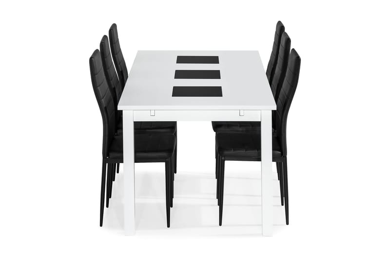BARROW Matbord 180 Vit + 6 TEKLA Stol Svart - Möbler - Matplats - Matgrupp & matbord med stolar