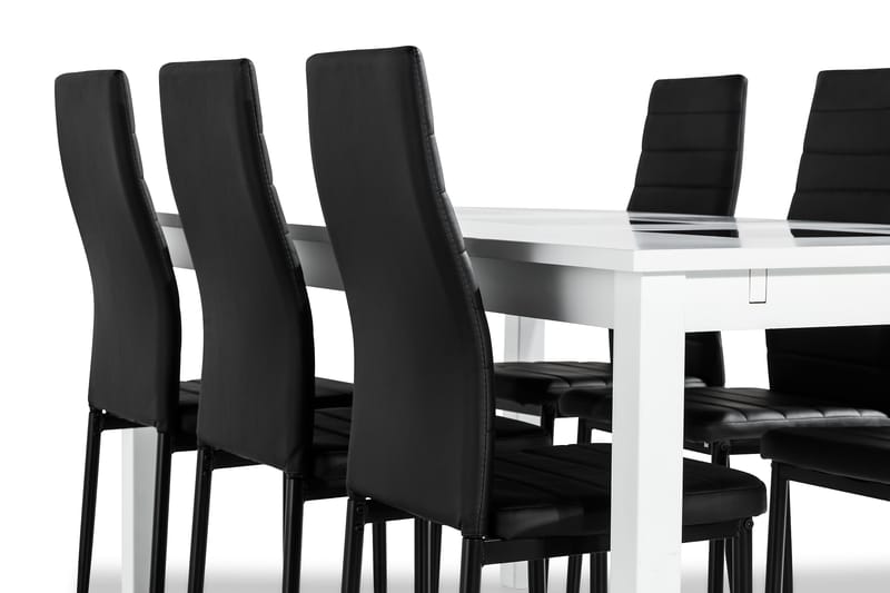BARROW Matbord 180 Vit + 6 TEKLA Stol Svart - Möbler - Matplats - Matgrupp & matbord med stolar