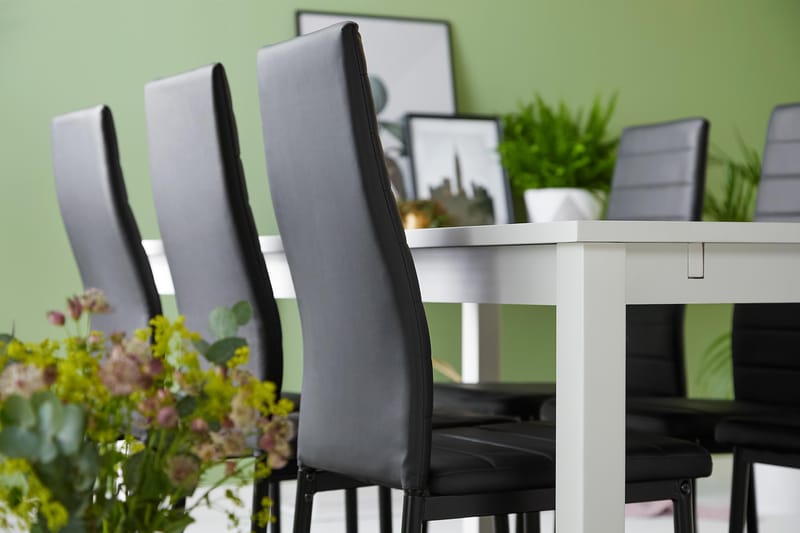 BARROW Matbord 180 Vit + 6 TEKLA Stol Svart - Möbler - Matplats - Matgrupp & matbord med stolar