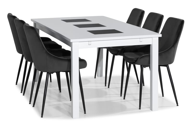 BARROW Matbord 180 Vit + 6 VIKEN Stol Grå - Matgrupp & matbord med stolar