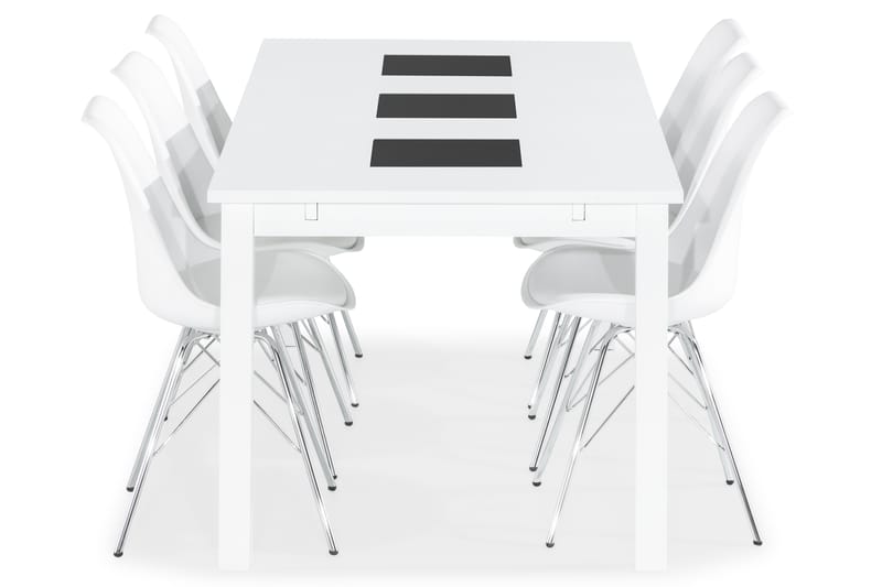 BARROW Matbord 180 Vit + 6 ZENIT Stol Vit/Krom - Matgrupp & matbord med stolar