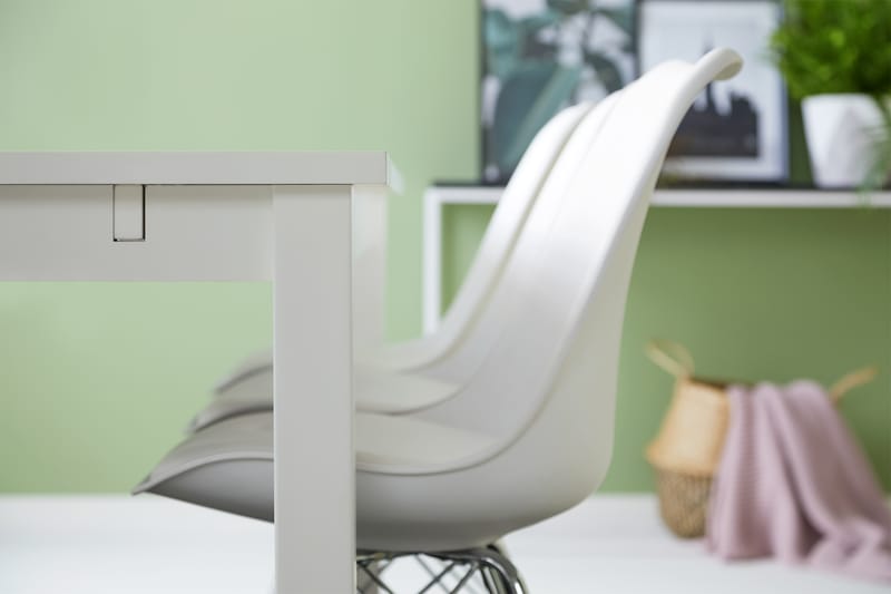 BARROW Matbord 180 Vit + 6 ZENIT Stol Vit/Krom - Möbler - Matplats - Matgrupp & matbord med stolar