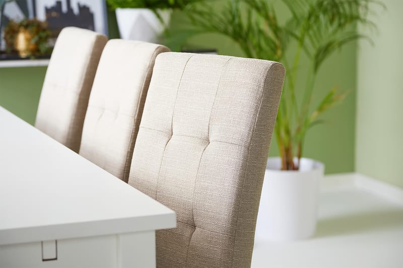 BARROW Matbord + 6 STILO Stol Vit/Beige/Ek - Möbler - Matplats - Matgrupp & matbord med stolar
