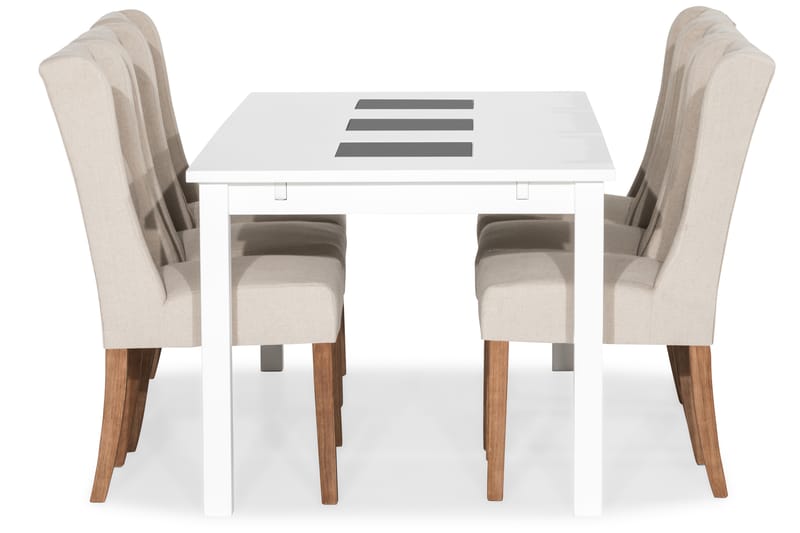 BARROW Matgrupp 180 + 6 SELMA Stol Vintage Alm/Beige - Möbler - Matplats - Matgrupp & matbord med stolar