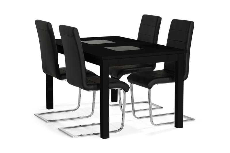 BARROW Matgrupp + 4 SALA Matstolar Svart - Matgrupp & matbord med stolar