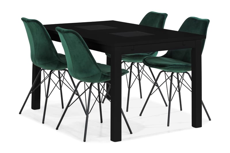 BARROW Matgrupp + 4 ZENIT Matstolar Svart - Matgrupp & matbord med stolar