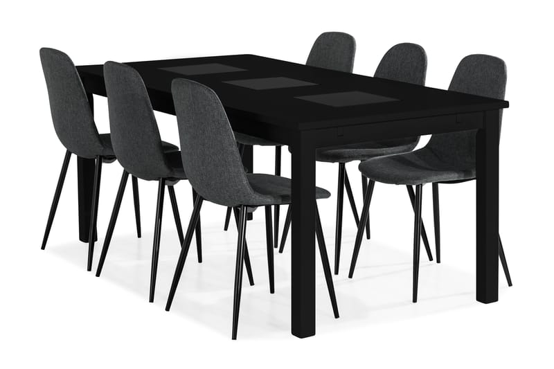 BARROW Matgrupp + 6 NIKOLAS Matstolar  Svart - Matgrupp & matbord med stolar