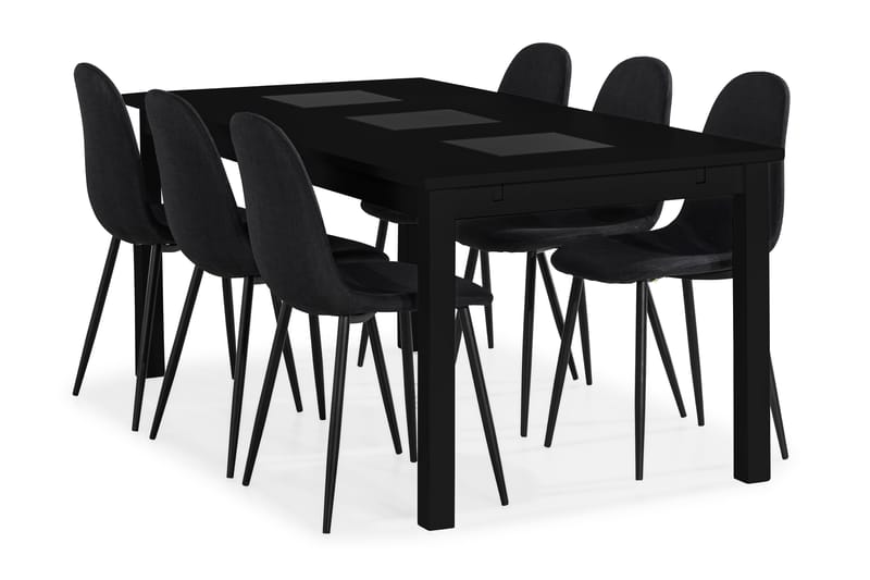 BARROW Matgrupp + 6 NIKOLAS Matstolar  Svart - Matgrupp & matbord med stolar