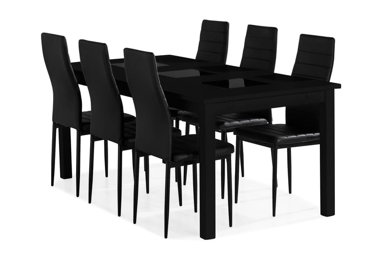 BARROW Matgrupp + 6 TEKLA Matstolar Svart - Matgrupp & matbord med stolar