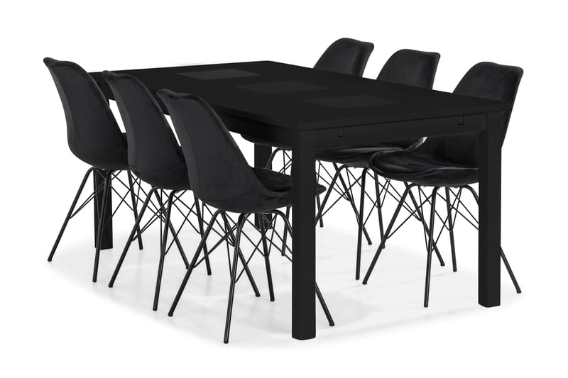 BARROW Matgrupp + 6 ZENIT Matstolar Svart - Matgrupp & matbord med stolar