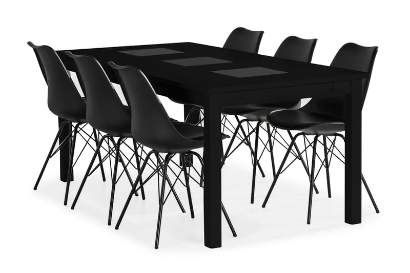 BARROW Matgrupp + 6 ZENIT Matstolar Svart - Matgrupp & matbord med stolar
