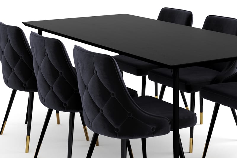 BARRY Matbord 180 CM med 6 KOLSVA Matstol Sammet - Matgrupp & matbord med stolar