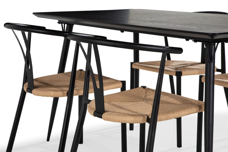 BARRY Matgrupp 140 cm + 4 AMATA Matstolar Stål - Matgrupp & matbord med stolar