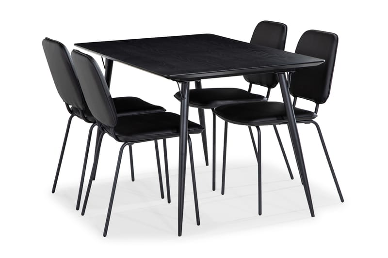BARRY Matgrupp 140 Svart + 4 DOINA Matstol - Matgrupp & matbord med stolar