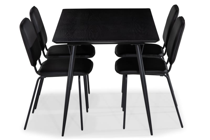 BARRY Matgrupp 140 Svart + 4 DOINA Matstol - Matgrupp & matbord med stolar