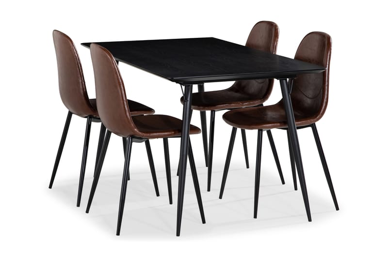 BARRY Matgrupp 140 Svart + 4 NIKOLAS Matstol - Matgrupp & matbord med stolar