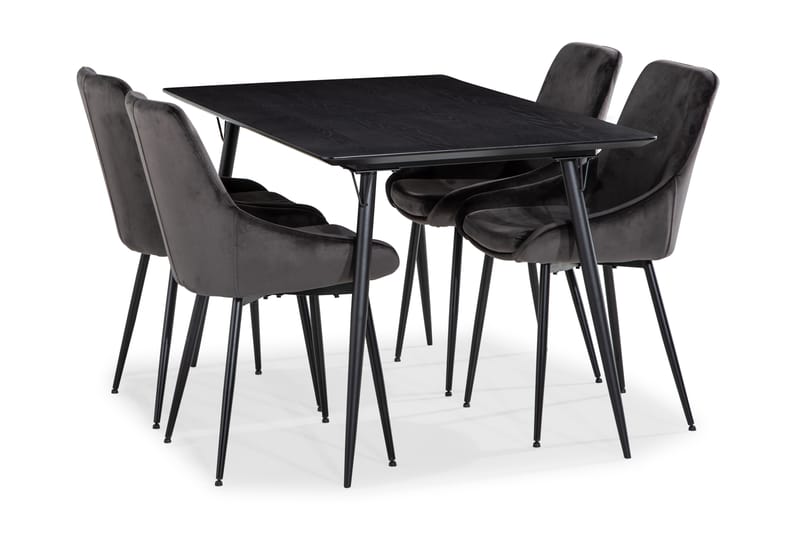 BARRY Matgrupp 140 Svart + 4 VIKEN Köksstol - Matgrupp & matbord med stolar