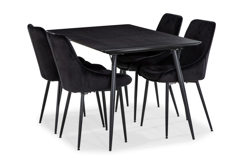 BARRY Matgrupp 140 Svart + 4 VIKEN Köksstol - Matgrupp & matbord med stolar