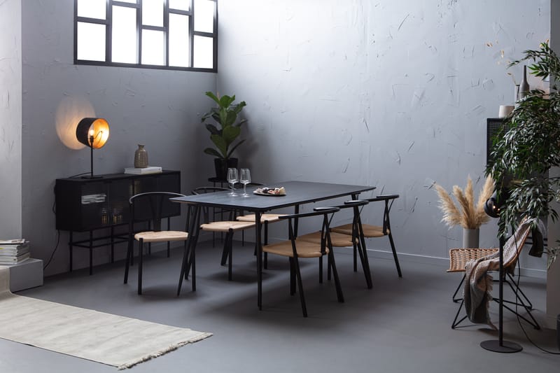 BARRY Matgrupp 180 cm + 6 AMATA Matstolar Stål - Matgrupp & matbord med stolar