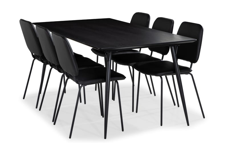 BARRY Matgrupp 180 Svart + 6 DOINA Matstol - Matgrupp & matbord med stolar