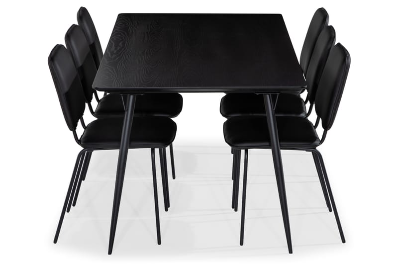 BARRY Matgrupp 180 Svart + 6 DOINA Matstol - Matgrupp & matbord med stolar