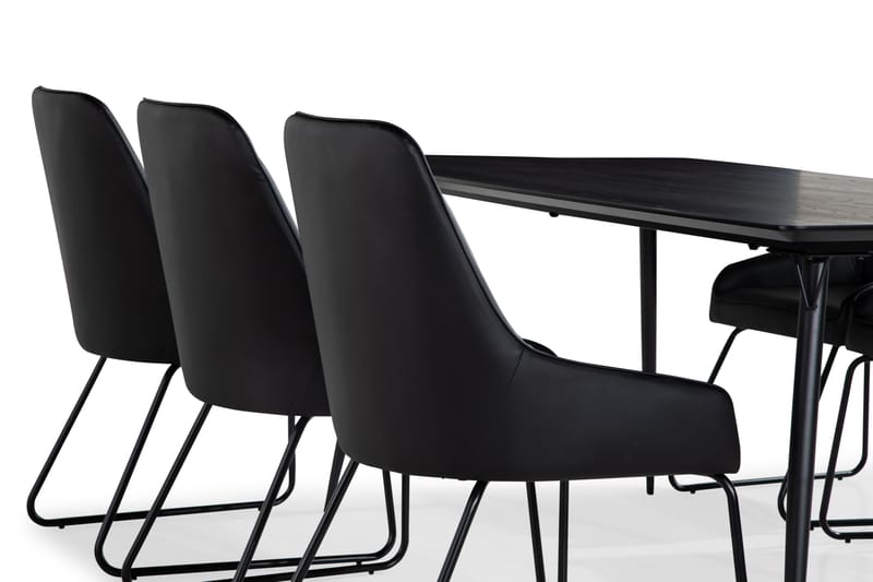 BARRY Matgrupp 180 Svart + 6 FOXA Matstol - Matgrupp & matbord med stolar