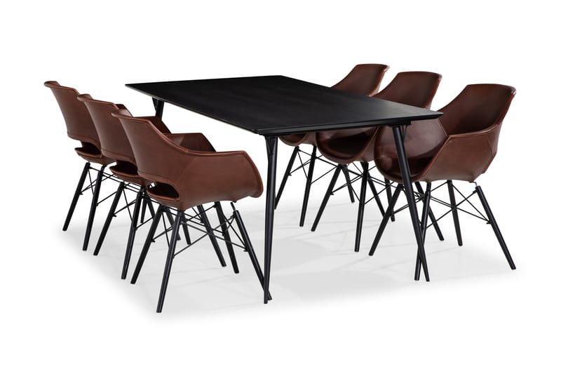 BARRY Matgrupp 180 Svart + 6 MORONI Matstol - Matgrupp & matbord med stolar