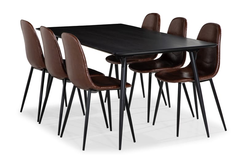 BARRY Matgrupp 180 Svart + 6 NIKOLAS Matstol - Matgrupp & matbord med stolar