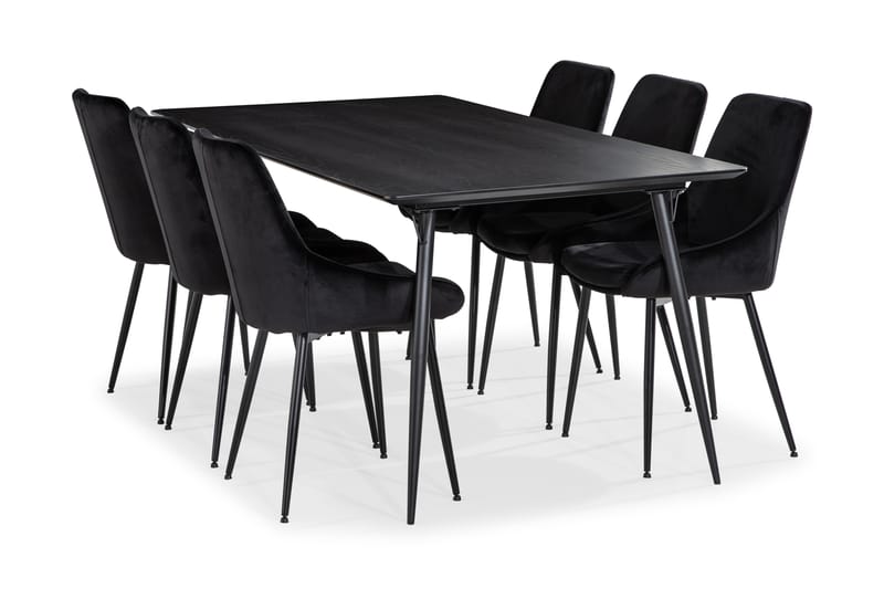BARRY Matgrupp 180 Svart + 6 VIKEN Köksstol - Matgrupp & matbord med stolar