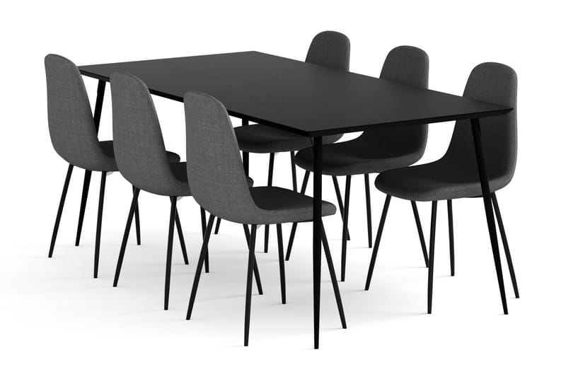 BARRY Matgrupp + 6 NIKOLAS Matstol Svart - Matgrupp & matbord med stolar