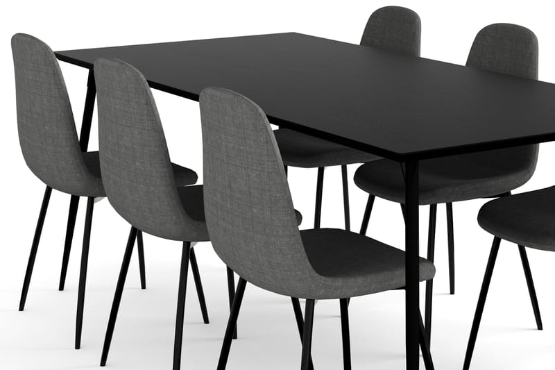 BARRY Matgrupp + 6 NIKOLAS Matstol Svart - Matgrupp & matbord med stolar