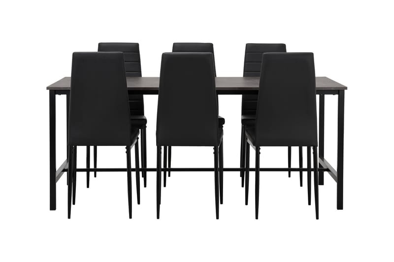 BETTY Matbord 180 Betong/Svart + 6 GRANÅN Stol Svart - Matgrupp & matbord med stolar