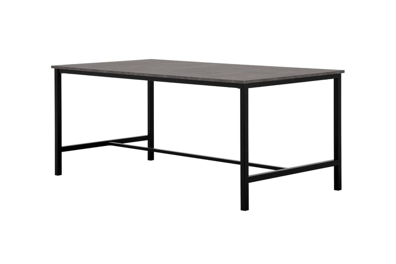 BETTY Matbord 180 Betong/Svart + 6 ISODA Stol Svart PU/Krom - Möbler - Matplats - Matgrupp & matbord med stolar
