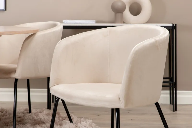 Biana Matgrupp 100 cm Rund inkl 4 Berita Sammetsstolar - Beige/Svart - Möbler - Matplats - Matgrupp & matbord med stolar