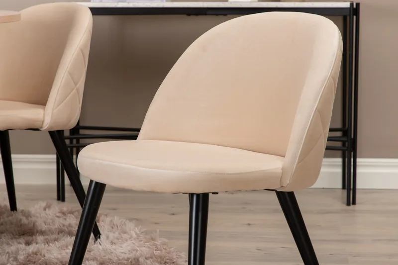 Biana Matgrupp 100 cm Rund inkl 4 Velvets Stolar - Beige/Svart - Möbler - Matplats - Matgrupp & matbord med stolar
