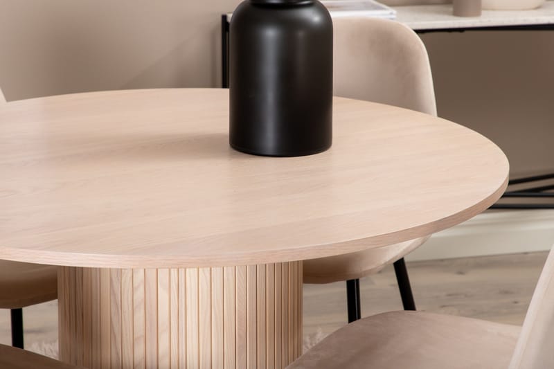 Biana Matgrupp 100 cm Rund inkl 4 Pontus Stolar - Beige/Svart - Möbler - Matplats - Matgrupp & matbord med stolar