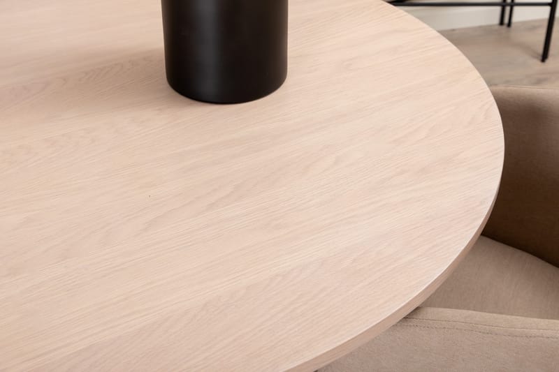 Biana Matgrupp 110 cm Rund inkl 4 Berita Stolar - Beige/Svart - Möbler - Matplats - Matgrupp & matbord med stolar