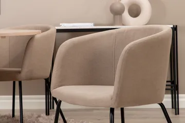 Biana Matgrupp 110 cm Rund inkl 4 Berita Stolar - Beige/Svart - Möbler - Matplats - Matgrupp & matbord med stolar