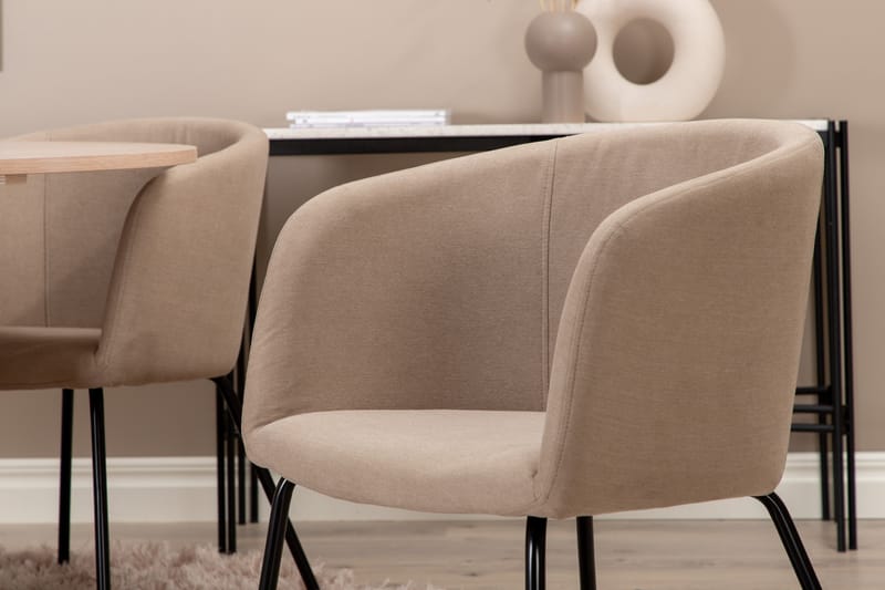 Biana Matgrupp 110 cm Rund inkl 4 Berita Stolar - Beige/Svart - Möbler - Matplats - Matgrupp & matbord med stolar