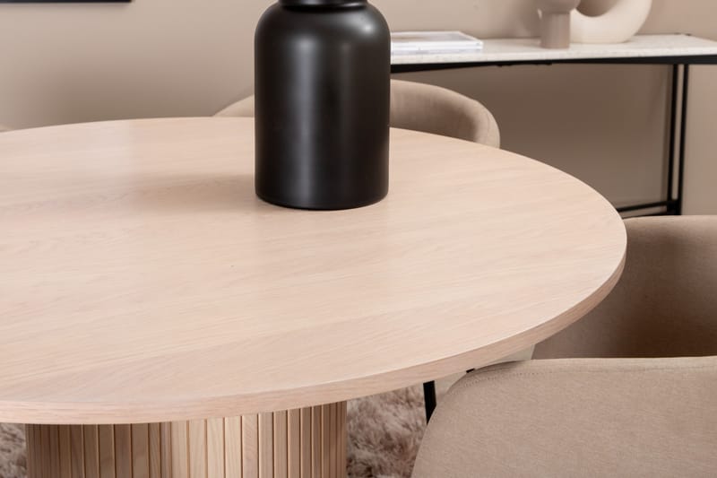 Biana Matgrupp 110 cm Rund inkl 4 Berita Stolar - Beige/Svart - Möbler - Matplats - Matgrupp & matbord med stolar