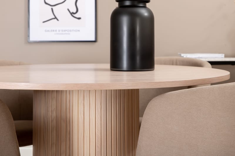 Biana Matgrupp 110 cm Rund inkl 4 Berita Stolar - Beige/Svart - Möbler - Matplats - Matgrupp & matbord med stolar