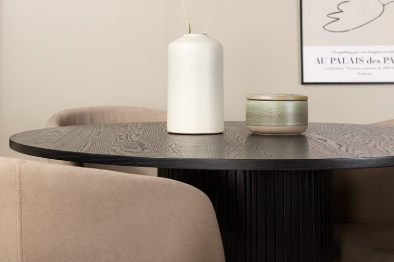 Biana Matgrupp 110 cm Rund inkl 4 Berita Stolar - Svart/Beige - Möbler - Matplats - Matgrupp & matbord med stolar