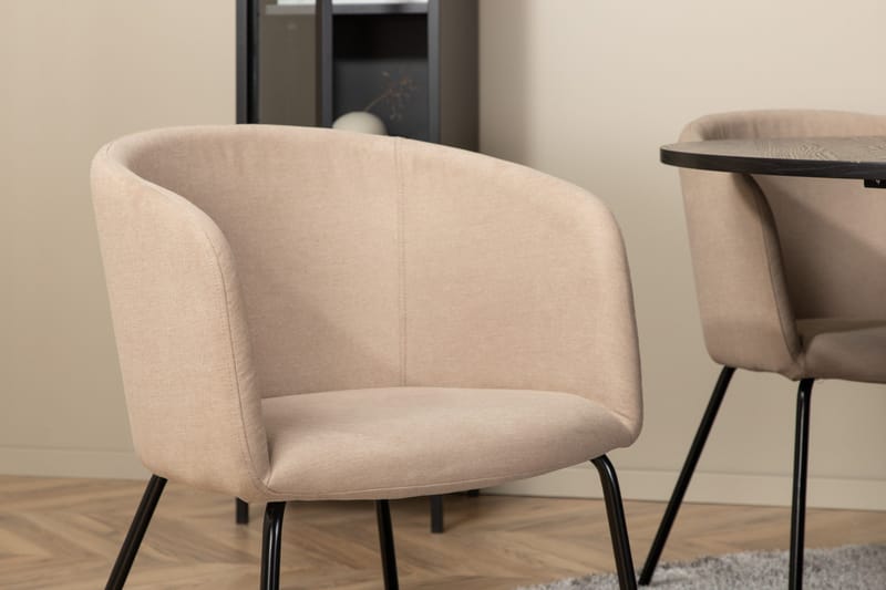 Biana Matgrupp 110 cm Rund inkl 4 Berita Stolar - Svart/Beige - Möbler - Matplats - Matgrupp & matbord med stolar