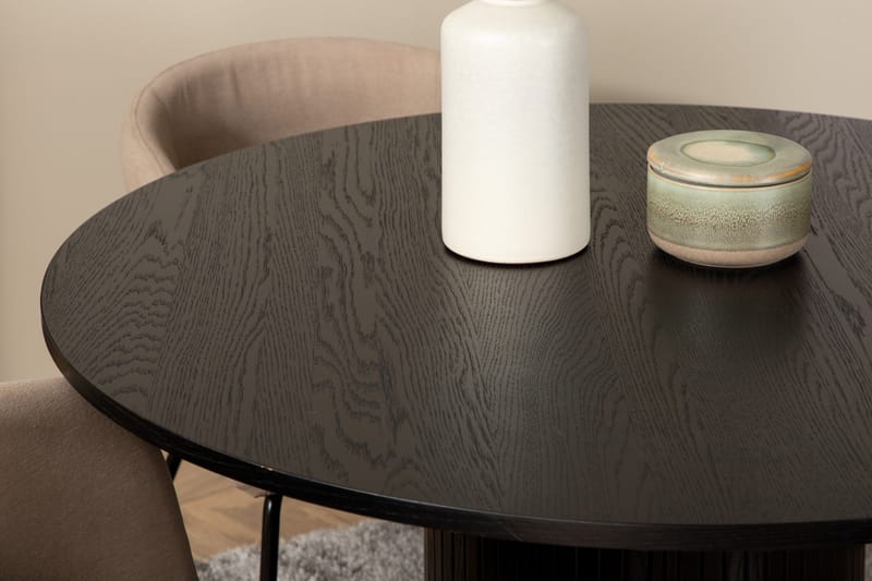 Biana Matgrupp 110 cm Rund inkl 4 Berita Stolar - Svart/Beige - Möbler - Matplats - Matgrupp & matbord med stolar