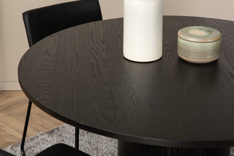 Biana Matgrupp 110 cm Rund inkl 4 Kenth Stolar - Svart/Konstläder - Möbler - Matplats - Matgrupp & matbord med stolar